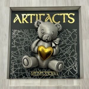 Vintage Silver Tone Teddy Bear with Gold Tone Heart Pin‎ Brooch Cute